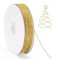 Gold Metallic Kordel, 100m Glänzende Dekorative Schnur Garn für Weihnachten Hochzeit Geschenkverpackung DIY Basteln Party Deko