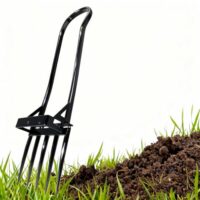 Ergonomische Grabgabel für Tiefenlockerung und Aerifizierung mit Doppelgriffen, ideal für Gartenarbeit