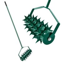 Effektiver Rasenpflegegerät mit Handvertikutierer Rollend für Höfe und Rasenflächen im Garten, Aerifizierung fördert gesundes Rasenwachstum