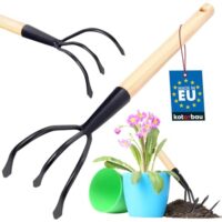 KOTARBAU Grubber mit 3 Zinken, Gartenkralle für kleine Gärten, Handkultivator, Gartenwerkzeug