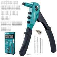 LIBRATON Nietenzange Set mit 120 Aluminium Blindnieten und 4 werkzeuglose auswechselbare Mundstücke, ideal für DIY-Projekte