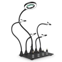 Magnetische Helfende Hand, lötende Dritte Hände mit 3x LED Lupenlampe, PCB Säulen Leiterplattenhalter mit flexiblem Metallarm, Elektronisches Reparaturwerkzeug für elektronische Lötarbeiten und Handwerksarbeiten