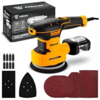 Multischleifer mit Deltaschleifer, Exzenterschleifer und Schwingschleifer in einem - 6-Gang elektrische Schleifmaschine für Holz mit 15 Stücken Schleifpapier