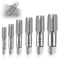 NPT Rohrgewindebohrer Set, 6 Pcs Kohlenstoffstahl Handgewindebohrer für Reparaturgewinde DIY, Profi Gewindenschneider mit Box