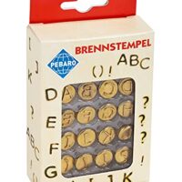 Brennstempel für Brandmalerei und Pyrographie, 16-teilig aus Messing, verschiedene Buchstaben A-L und Sonderzeichen