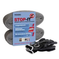 Rostfreie Stahlwolle für Abdichten, Schleifen und Isolieren - inkl. Schere und Handschuhe - 100% chemiefrei