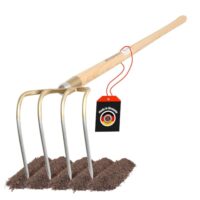 Kartoffelhacke mit 4 Zinken, schmiedegeschweißt, ergonomischer Eschenholzstiel, für Bodenbearbeitung und Kartoffelernte
