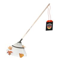 Gartentool, Laubbesen, verzinkter Fächerbesen mit 47 cm breiter Einfassung und 138,5 cm Eschenholzstiel für robuste Gartenabfälle - Made in Germany