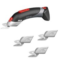 Skil Akkuschere Multi-Cutter 2900 AJ, Universalschneider mit Ladegerät und vier Scherenköpfen für das Schneiden von Materialien wie Stoff, Teppich, Pappe und Papier.