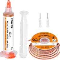 TOWOT 10ft Entlötlitze & No-Clean Löthilfe (10cc) - Lötpaste Flussmittel für Elektronikreparatur und Leiterplatten-Rework