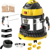 Sandstrahlgerät für Fahrzeuge, VKALTUL HTS558 Strahlgeräte, 220V Automotor Einlassventil Reinigungsmaschine, 13L Walnuss Sandstrahlgerät 1200W Nussschalengranulat Sandstrahlgerät KFZ Drosselklappenreiniger