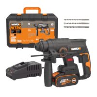 WORX NITRO WX381 Akku Bohrhammer 20V - bürstenloser Motor - multifunktionales Werkzeug zum Bohren, Hammerbohren & Meißeln - inkl. 20V 4Ah Pro Akku und Schnellladegerät