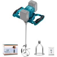 Akku Farbmörtler für Makita 18V Batterie, Brushless Rührwerk mit 6-Gang-Getriebe, Industriemischer für Zement, Gips, Mörtel und Farbe