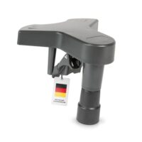 Blau/grüner Absaugkralle mit Saugadapter und Federklemme für staubfreies Einfüllen in Eimern, kompatibel mit allen gängigen Sicherheitssaugern