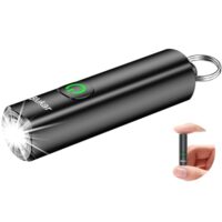 Blukar Taschenlampe LED Aufladbar, Mini EDC Taschenlampen mit 3 Lichtmodi, Klein Flashlight Tragbar mit Schlüsselanhänger, IPX6 Wasserdichte Handlampe für Wandern, Notfälle, Outdoor und Camping
