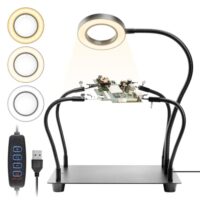 Dritte Hand Lötenhilfe mit 5-facher Lupe-Lichtquelle, flexiblen Armen und Krokodilklemmen für effiziente Solderarbeit