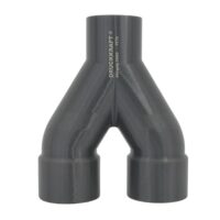 Bild eines schwarzen 3-fach-Anschluss-Rohrs mit Y-Form, ideal für den Einsatz in Absaugsystemen und Zentralstaubsaugern, besteht aus hochwertigem hitzebeständigen PETG Material