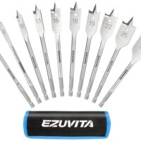 EUVITA 10-teiliges Spatenbohrer-Set für Holz, 152mm Flachbohrer aus Kohlenstoffstahl mit Lochschnitten von 6 mm bis 32 mm und Schnellwechsel-Sechskantschaft inklusive Aufbewahrungstasche
