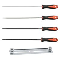 Feilenset für Kettensäge, 4 Stück Feile mit Griff und Guide, Metall, 4 Größen: 3.2 mm, 4.0 mm, 4.8 mm, 5.5 mm, ideal für Heimwerker und Profis