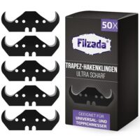 Filzada 50x PROFI Hakenklingen für Teppichmesser - Ultra scharfe Klingen aus hochwertigem Carbon-Stahl (SK5 Stahl) mit optimaler Schnittgenauigkeit und langer Lebensdauer