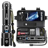 Hochleistungs-LED-Taschenlampe mit 1.000.000 Lumen, wiederaufladbarem Akku und IP67-Wasserdichtigkeit, ideal für Camping, Wandern und Notfälle