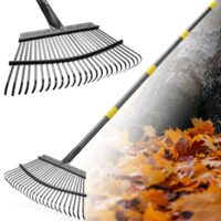 Erfolgrecycling-Rechen mit verstärkten 25 Zinken, verstellbarer Stiel, ideal für die Reinigung von Rasen und Laub im Garten aus Metall