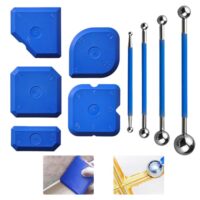 Fugenglätter Set, 9 Stück, Werkzeug-Schaber-Kit für Fugenarbeiten in Badezimmer und Küche, Edelstahl-Werkzeuge mit Hartplastik-Fugenglättern, wiederverwendbar und multifunktional