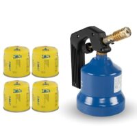 Z.M.C Gasbrenner 2,2 kW mit 4 Gaskartuschen 190 g, einsetzbare Flamme, ideal für Camping und Haushalt