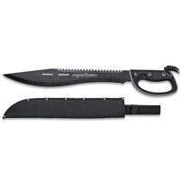 Machete mit 45 cm schwarz getöntem und antihaftbeschichtetem Blatt, Gummigriff, ideal für Camping, Angeln und Jagen