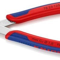KNIPEX Electronic Super Knips mit Mehrkomponenten-Hüllen 125 mm, hochwertiges Werkzeug für feinste Schneidarbeiten, präzisionsgeformte Spitzen, Edelstahl-Gelenk, rot/blau lackierte Hüllen