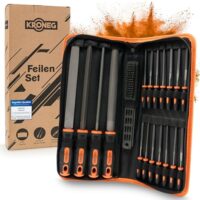 Hochwertiges Feilen Set mit 21 Teilen - Kreuzhieb, Schlüsselloch-Feile, Drahtbürste und Tragetasche für Holz, Metall und Kunststoff