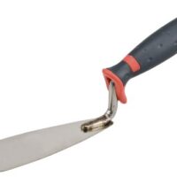 Professionelle Zungenkelle aus Edelstahl mit Gummigriff in rot schwarz, ideal für schwere Arbeit und präzises Arbeiten in schwer zugänglichen Bereichen.