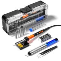 Lötkolben Kit, 90W LCD digitale Lötpistole, 12-in-1 Schweißkit, Temperatur einstellbar von 180-480°C mit 5 Lötspitzen