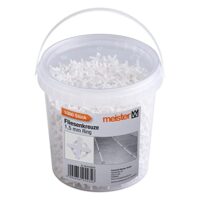 Praktisches Set mit 1000 Stück Fliesenkreuze aus robustem Polypropylen für Verlegung von Wand- und Bodenfliesen, wiederverwendbar durch Ring, weiß