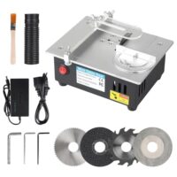 Mini Tischkreissäge mit 4 Klingen, 96W Tischsäge für Holzbearbeitung und Modellbau