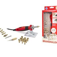 Pebaro Brandmalkolben mit An/Aus-Funktion, 9 Brennstempel und 9 Spitzen für Pyrographie, Holzbrennen und Löten