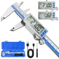 Preciva Digitaler Messschieber Aufladbar, 150 mm/0-6 Zoll Schieblehre Edelstahl, IP54 Schutz, LCD Display mit Automatischem Abschalten für Haushalt und Industrie