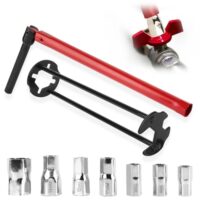 QOUBNIC Standhahnmutterschlüssel Set, 8-17mm Standhahnschlüssel Wasserhahn Montagewerkzeug Armaturenschlüssel und Sanitär Werkzeug für Waschbeckenarmatur