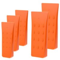 QWORK 5er Pack Sicherer Spaltkeil aus Schlagfest ABS-Kunststoff mit Spikes, in Auffälliger Orange Signalfarbe für Gartenarbeiten und Forstwirtschaft