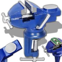 Retoo Schraubstock Drehbar, Tischschraubstock mit Schutzbacken und Klemmbacken aus Grauguss für sichereres Fixieren von Werkstücken