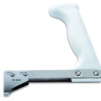 Rippenzieher aus rostfreiem Stahl mit 14mm Klinge und weissem Kunststoffgriff, ideal für Hobbyschreiner oder Kochs