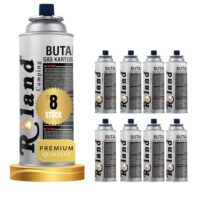 8 Stück Roland Camping Butan Gaskartuschen, Premium-Qualität, für Gaskocher, Lötbrenner & Heizung