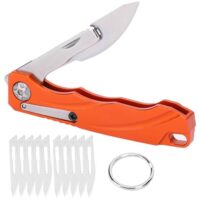 RUNQIN Mini Klappmesser mit Klingen Ersatz, Tragbares Taschen-Schlüsselmesser für Outdoor Camping Jagd Reisen
