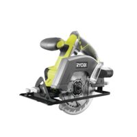 RYOBI 18 V ONE+ Akku-Handkreissäge mit präzisem Sägeblatt und werkzeugloser Einstellung für exakte Schnitte in Holzplatten und präzisen Zuschnitten