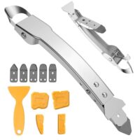 Silikonentferner Werkzeug-Set mit 5 Köpfen, Edelstahl-Fugenkratzer und Abzieher Multitool zum Entfernen von Silikon und Dichtmittel in Bad & Küche