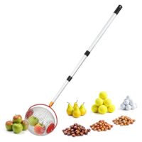 Spetebo Rollsammler für Früchte und Nüsse mit Alu Teleskopstiel, ausziehbar bis 120 cm, Obstsammler mit rundem Erntekorb und Teleskopstange, Kugelpflücker Erntehelfer für Äpfel Birnen Obst