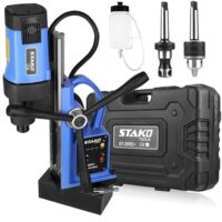 STAKO Magnetbohrmaschine 1800W mit Koffer ST-28RE+ für Metallbearbeitung, Tragbare Kernbohrmaschine mit Weldon 19 mm MK3 und Bohrfutter B16 3-16 mm