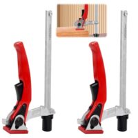Hochwertige Tischzwinge mit Spannelement, Hebelgriff und Niederhalter für Multifunktionstische, ideal für Werkbänken und CNC-Anlagen