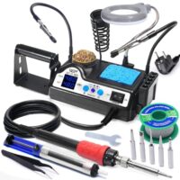 WEP 927-IV V1 Lötkolben Set mit 110W Leistung, 3 voreingestellten Kanälen und LED-Vergrößerungsglas für professionelle Elektroniker