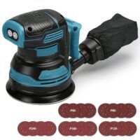 Hochwertiger Akku-Exzenterschleifer, kompatibel mit Makita 18V Akku, 125 mm Exzenterschleifer mit 3 Leistungsstufen, Bürstenloser Motor, zum Schleifen, Wachsen und Polieren